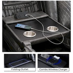 Power Reclining Sofa with Wireless Charger,Reading Light for Living Room,Faux Leather LED Light,AC/USB Port,Cup Holder,Black