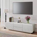 58 TV Stand with Storage Cabinet, Spiral Wave Design TV Entertainment Center with 2 Drawers