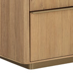 Modern Oak Dresser with Sculptural, Fluted - Bedroom | Brushed Gold Finish