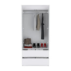 20.47  Modern Double-door Armoire with Hanging Rod and Two Drawers for Bedroom