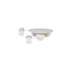 Round Marble Coffee Table with Sphere Legs, Multicolor, Seats 4–6