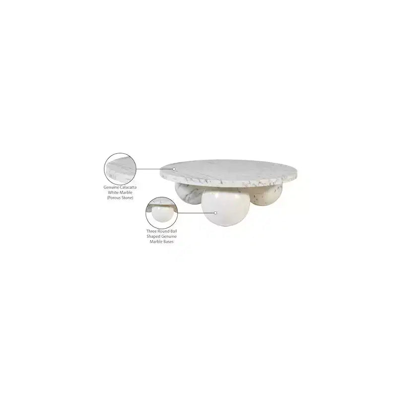 Round Marble Coffee Table with Sphere Legs, Multicolor, Seats 4–6