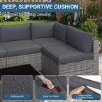 Outdoor 7-Piece Patio Furniture Set, Wicker Patio Conversation Sets with Cushions and Coffee Table, Outdoor Modular Sectional Sofa