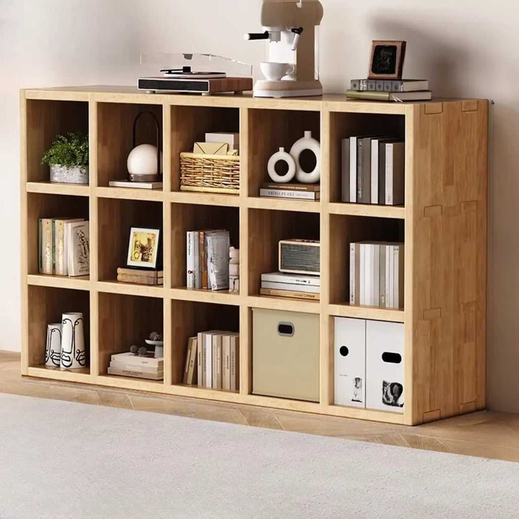 Modern Horizontal Wood 8-Cube Natural Finish Bookcase