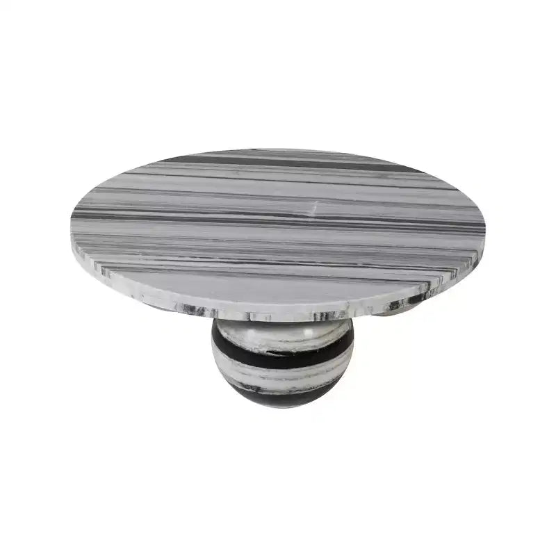 Round Marble Coffee Table with Sphere Legs, Multicolor, Seats 4–6