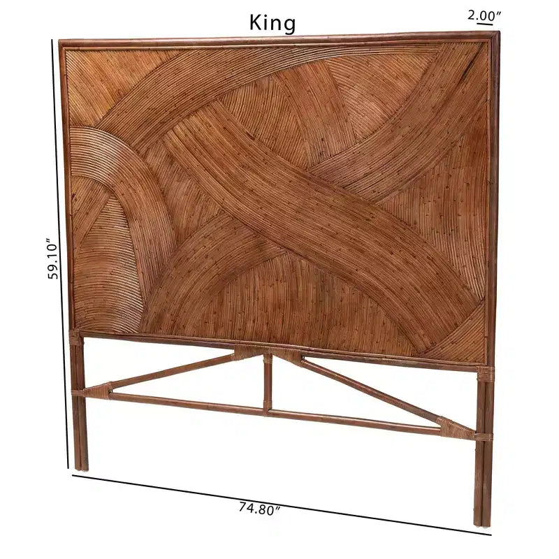 bali & pari King Elettra Rattan Standalone Headboard: Handcrafted, No Assembly, Bohemian Design
