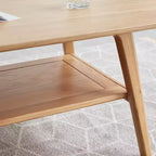 Table basse rectangulaire en bois de chêne massif moderne avec étagère de rangement GDFStudio Wright