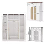 70.87Tall 8-Door Large Capacity Armoire Wardrobe Closet with Hanging Rod, Adjustable Shelves and Rattan Decorative Doors