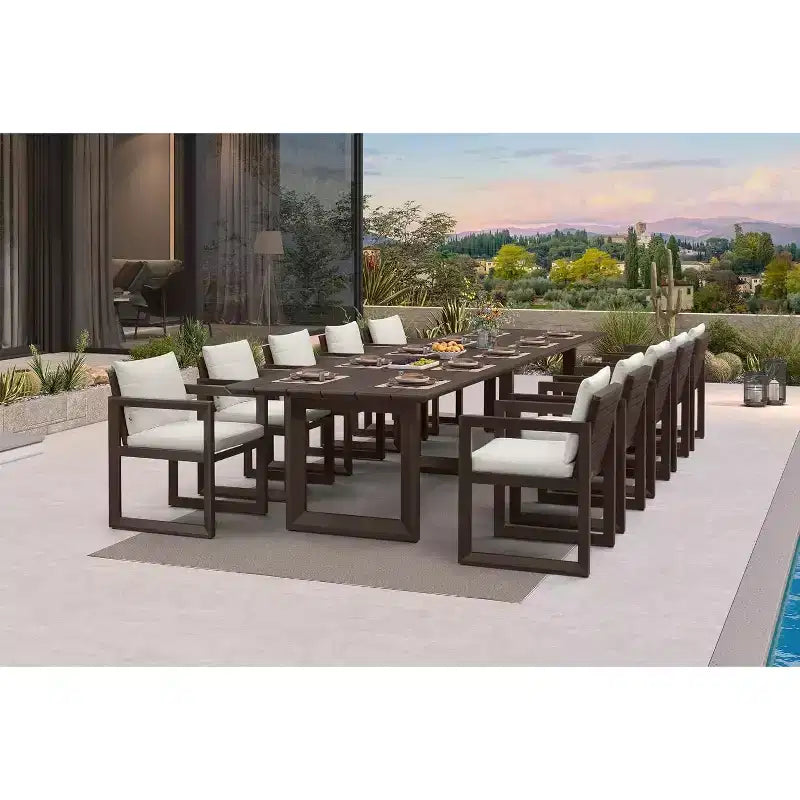 PURPLE LEAF Outdoor Dining Set Aluminum Luxury Patio Furniture Table and Chairs Set with Removable Thick Cushion