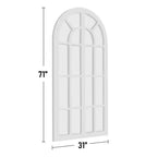 Full-Length Wall Mirror, Solid Wood Grid Arch Design, Openable, No Stand