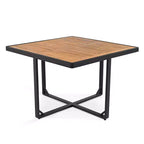 GDFStudio Donald Patio 9-Piece Acacia Wood Dining Set with Square Table, 4 Cushioned Chairs and 4 Stools