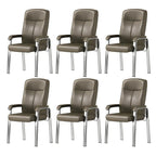 HomeyFad Modern Leather Metal 4-Leg Office Chair with Arms