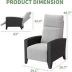 Outdoor Wicker Recliner with Adjustable Back and Footrest, Reclining Patio Chair with Independent,Outdoor Recliner Chair with Cushion