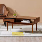 Mid-Century Modern Coffee Table with Drawer & Shelf