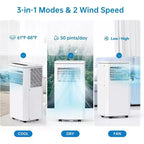 10000 BTU Portable Air Conditioner, Home AC/Air Conditioner with Remote Control for Room up to 450 Sq.Ft, 3-in-1 Functions/24 Hrs Timer/Caster Wheels