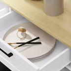 Meuble poubelle coulissant HOMCOM avec tiroirs, meuble de cuisine de style campagnard avec poubelle cachée pour la cuisine