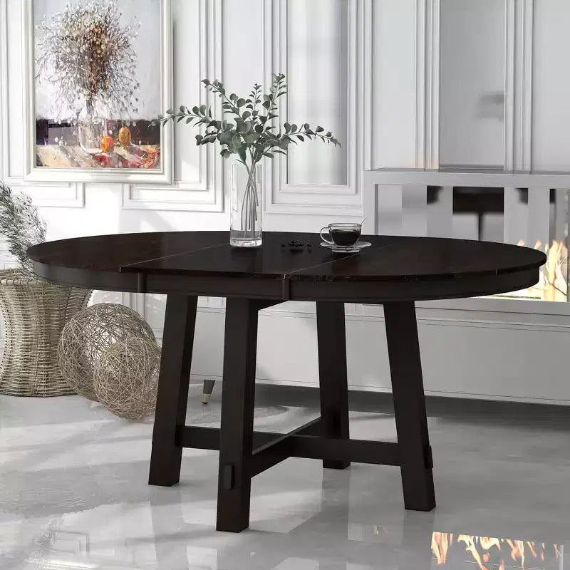 GDFStudio Joyce Table à manger extensible en bois massif de 147 cm