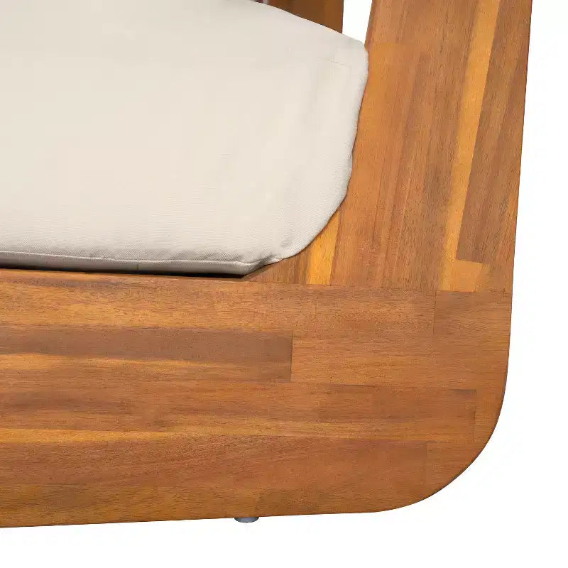 Christopher Knight Home Tavriel Mid-Century Modern Patio Acacia Wood 5-Seater Seating Set with Thick Cushions, Table Not Included