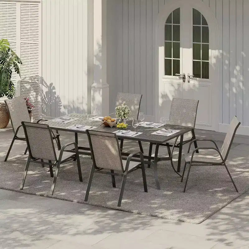 Patio Chairs,Outdoor Stackable Dining Chairs Set of 4/6 All Weather Lightweight Textilene Outdoor Chair Sets with Armrests for Backyard,Pool Deck