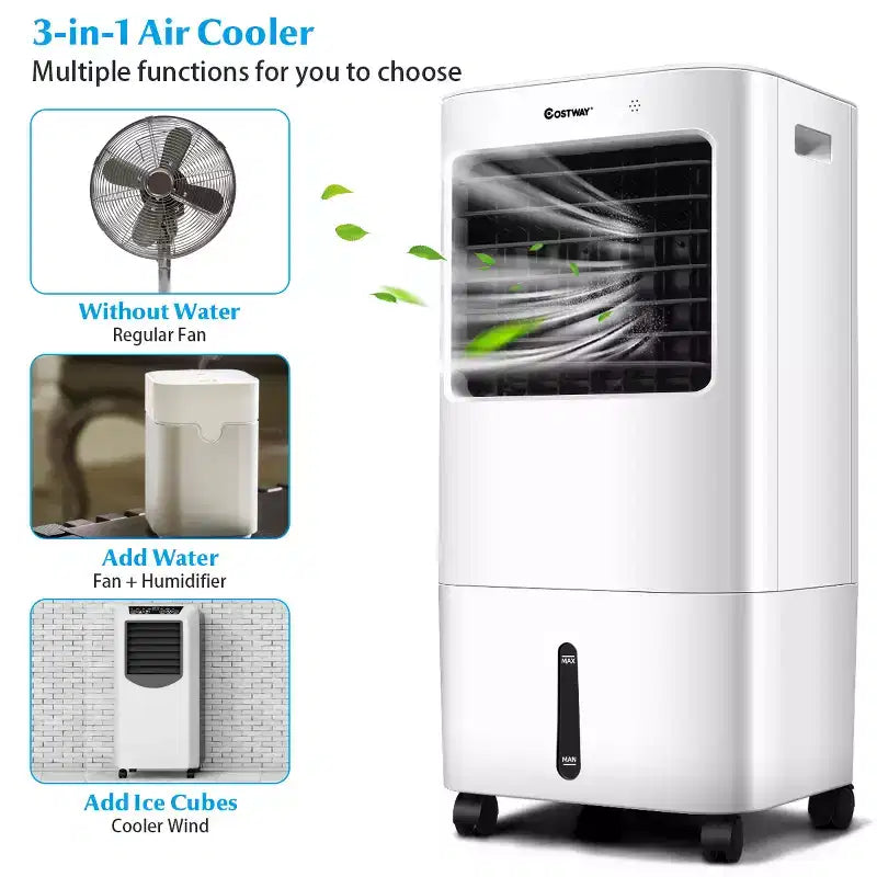Costway Evaporative Portable Air Cooler Fan & Humidifier with Remote Control 7.5 Timer