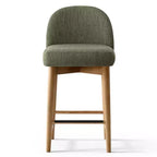 Lot de 2 tabourets de bar modernes hauteur comptoir, 26 po, chaises rembourrées en lin pour îlot de cuisine avec pieds en bois massif et dossier incurvé - Panipeachy