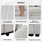 61.6 Modern Chenille Convertible Sofa Bed with USB Ports, Cup Holders & Adjustable Backrest for Living Room, Apartment