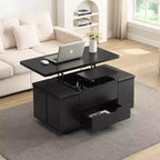 Multi-Function Modern Lift-Top Coffee Table with Hidden Storage, 4 Stools and Casters, Perfect for Modern Living Spaces
