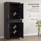 Modern Kitchen Pantry Freestanding Cabinet Cupboard with Doors and Drawer, Adjustable Shelving