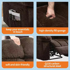 Manual recliner, ergonomic breathable fabric recliner with side pockets, single sofa, suitable for living room bedroom