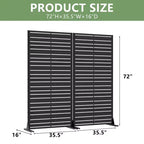 Wide-Narrow A Louvered Black Galvanized Steel Room Divider, 72x35x16, 6- Double-Sided Home Screen