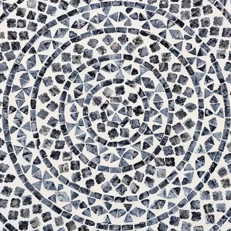 bali & pari Idra Coastal Black and White Mother of Pearl Capiz Shell Coffee Table