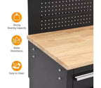 61-Inch 10-Drawer Rolling Tool Chest & Garage Workbench with Power Strip, Solid Rubber Wood Top, 1675 LBS Load Heavy Duty Mobile Workstation Cabinet