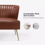47 Contemporary Wingback Loveseat, Armless 2-Seater Sofa with Metal Legs for Living Room or Bedroom