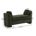 GDFStudio Jase Contemporary Rubberwood Boucl Upholstered Bench with Pillows