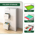 Metal Storage Vertical Filing Cabinet with Lock, Steel File Locker with 4 Drawers