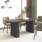 Okak 78IN Extendable Dining Table for 4-8 People, Kitchen Table with Wooden Strip Base, Foldable Table for Living Room, Dining Room