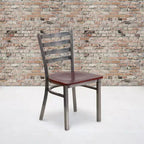 Emma and Oliver 2 Pack Clear Coated Ladder Back Metal Restaurant Chair