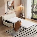 Twin Size Convertible Ottoman Sleeper Bed with Mattress - Space-Saving Guest Bed for Living Room & Apartment
