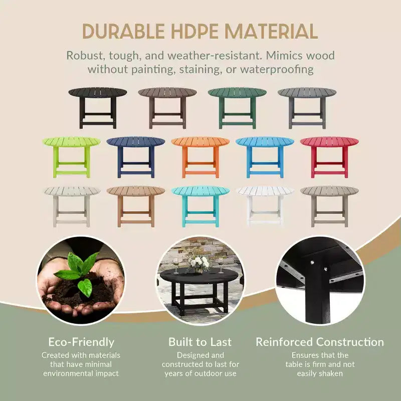 WestinTrends Dylan 5-Piece Outdoor Patio HDPE Adirondack Chair With Round Coffee Table Conversation Set