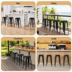 Yaheetech Lot de 4 Tabourets de Bar en Métal sans Dossier Hauteur Comptoir Chaises Empilables