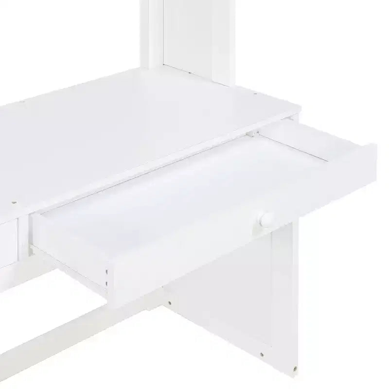 Luxystar Full over Twin L Shaped Bunk Bed with Desk, Bookcase and Wardrobe