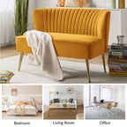Causeuse en velours Nicolas | Canapé 2 places contemporain pour salon et chambre à coucher avec dossier capitonné | Karat Home