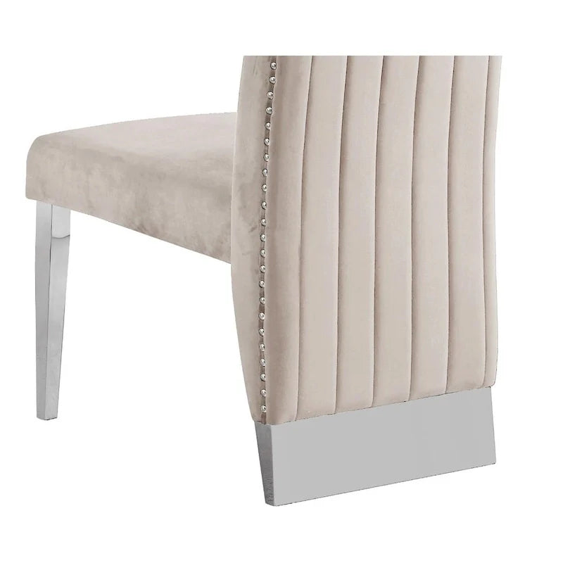 Best Quality Furniture Dining Chair includes Pleated Back, Nailhead-Trimmed, Chrome-Legged Chair (Set of 2)
