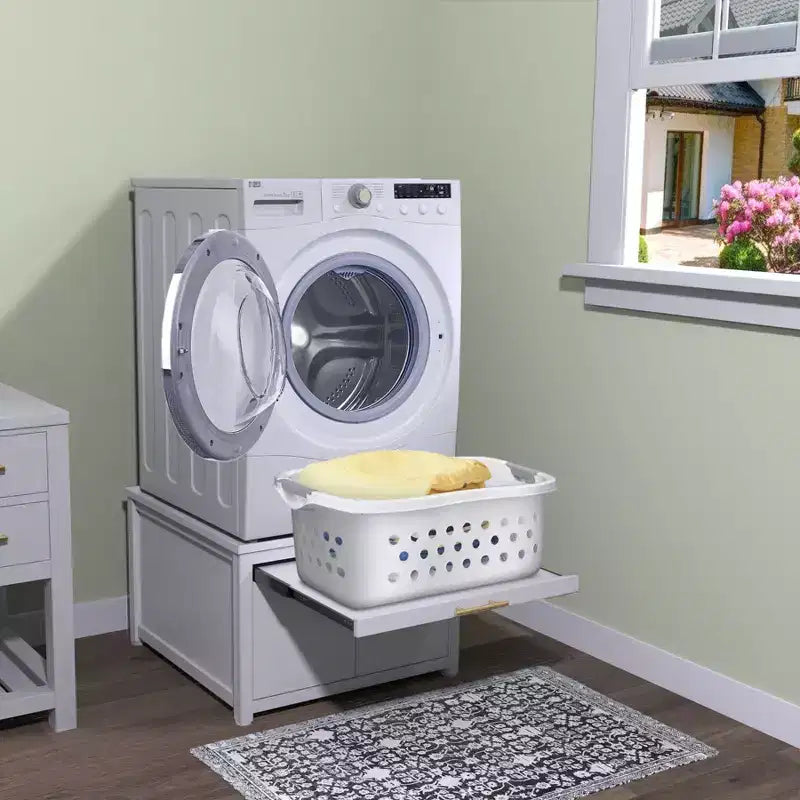 Piedestal en métal renforcé noir/blanc pour laveuse et sécheuse – Unité simple, anti-vibration