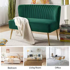 Causeuse en velours Nicolas | Canapé 2 places contemporain pour salon et chambre à coucher avec dossier capitonné | Karat Home