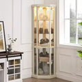 Corner Curio Cabinet with Glass Doors and Shelves, Corner Display Case for Living Room