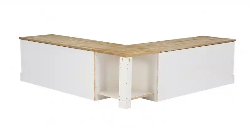 Backless Corner Nook Dining Bench - Natural and White
