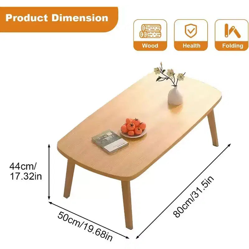 Acekool Foldable Coffee Table, Wooden Finish, Space-Saving Folding Design, 31.5x19.7x17.3, Easy Storage, Wood Grain