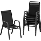 Patio Chairs,Outdoor Stackable Dining Chairs Set of 4/6 All Weather Lightweight Textilene Outdoor Chair Sets with Armrests for Backyard,Pool Deck