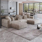 141.73 Modular Sectional Sofa, Corduroy U Shaped Sofa Couch with Ottomans